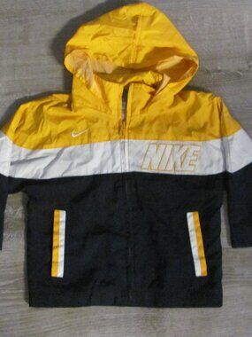 Kids Boys Nike Windbreaker Jacket Size 2T Yellow, Blue & White Logo NEW